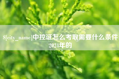 广饶中控证怎么考取需要什么条件2024年的